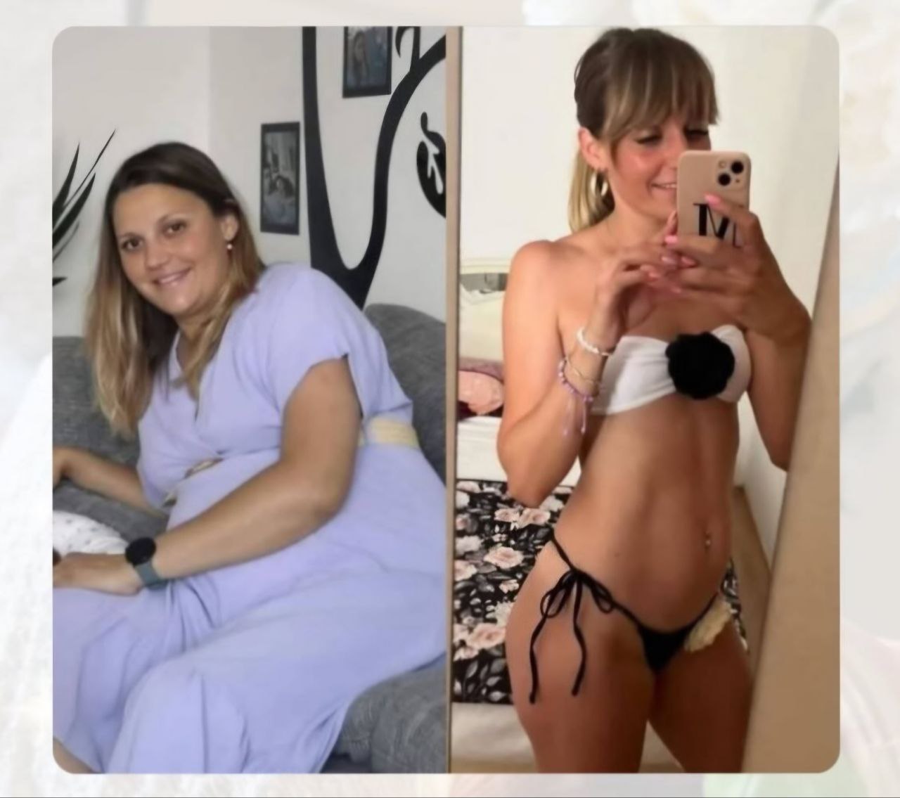 Fotografije prije i poslije iz prethodnog Fit Boss programa, primjer 1